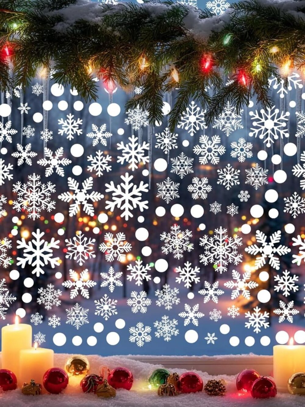 Snowflake Window Clings for Glass Windows Snow Spray, 321PCS Christmas Window Cl